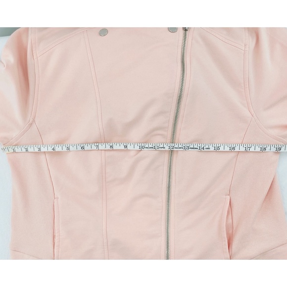 H by Halston Pink " Flyaway" Moto Crop Cotton Spring Collared Jacket, QVC UK, 16 - Picture 7 of 12
